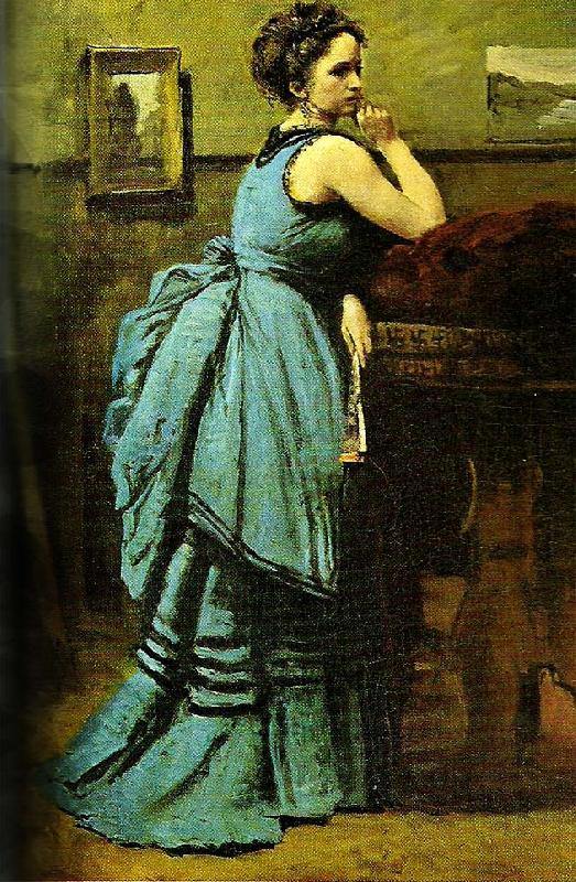 Jean Baptiste Camille  Corot woman in blue oil painting picture